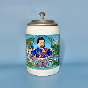 Vintage German Stein Lidded King Ludwig II Of Bavaria